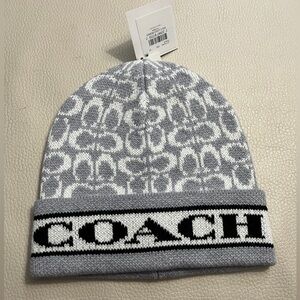 NWT - Coach Adult Signature Logo Knit Cuff Wool Blended Beanie